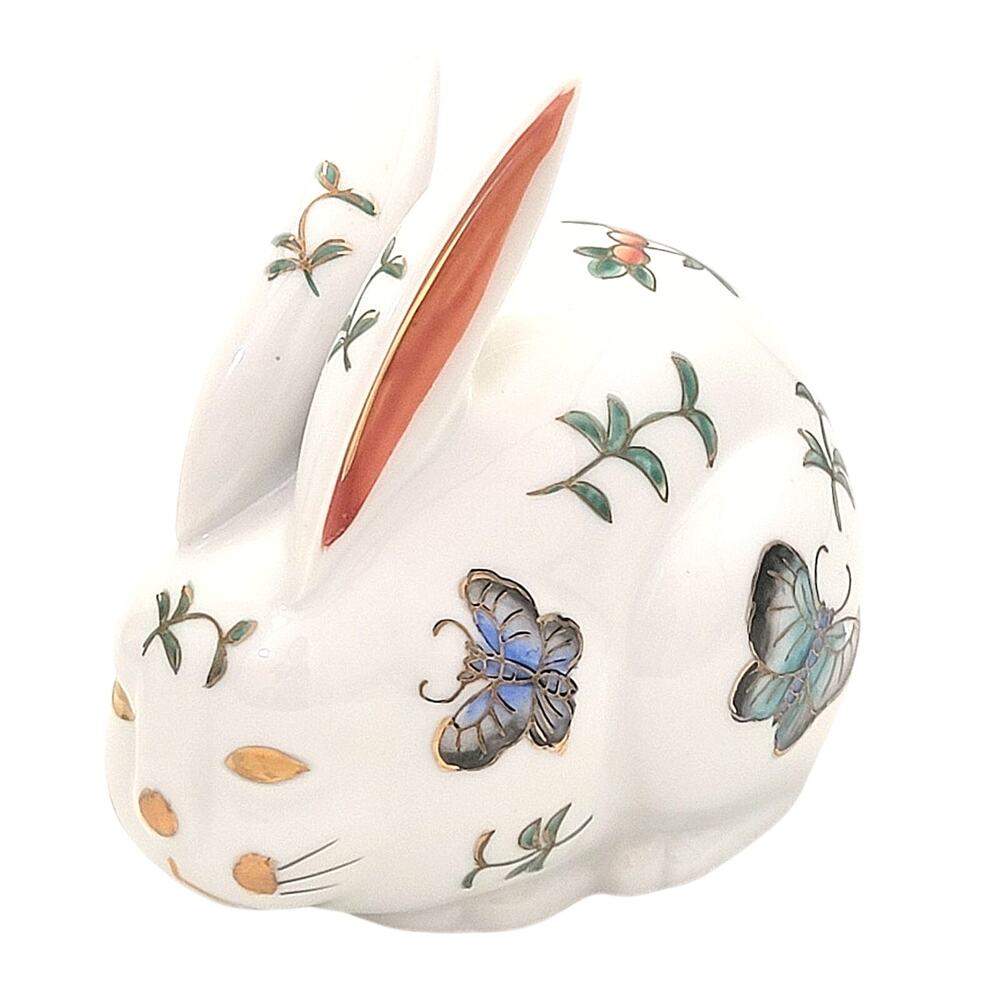 Andrea by Sadek Bunny Figurine Porcelain Rabbit Butterfly Vintage
